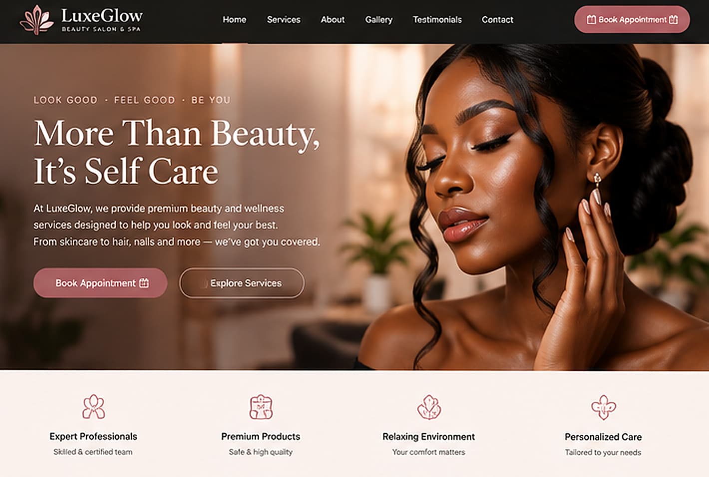 LuxeGlow Beauty Salon screenshot