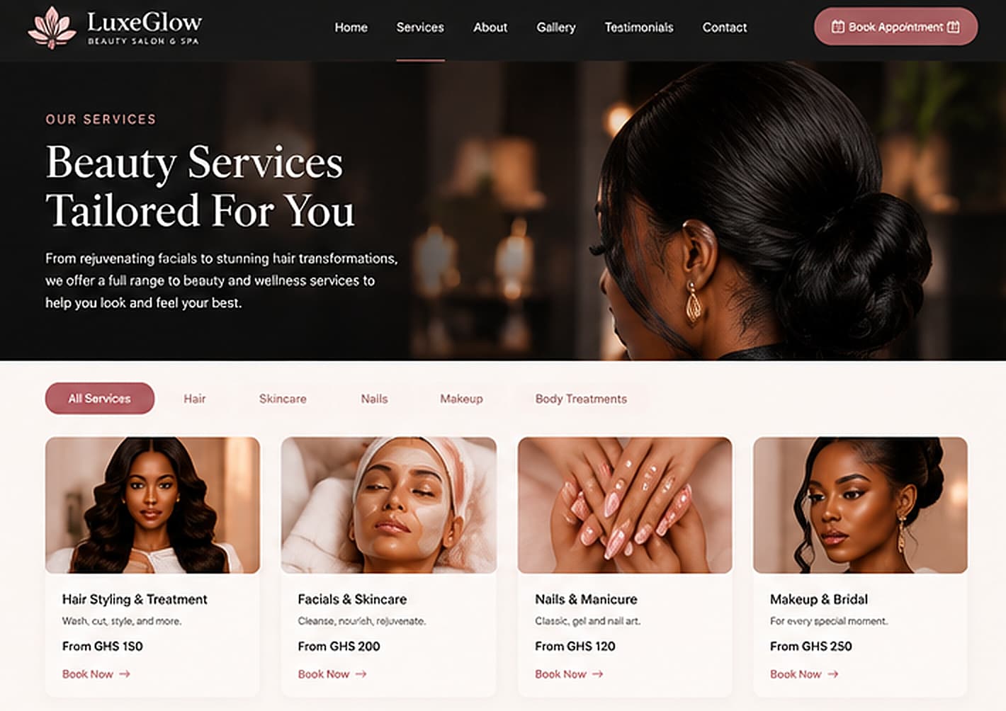 LuxeGlow Beauty Salon screen 2